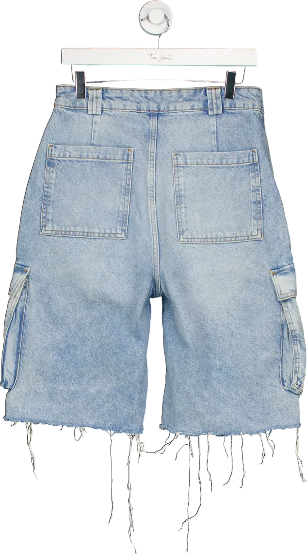 Zara Light Blue Denim Cargo Shorts UK 10